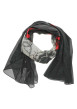 Thumbnail Foulard en coton noir transparent avec des imprimés rouges et blancs