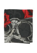 Thumbnail Foulard en coton noir transparent avec des imprimés rouges et blancs - Image 2