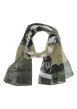 Thumbnail Foulard kaki en coton transparent à motif camouflage et logo blanc
