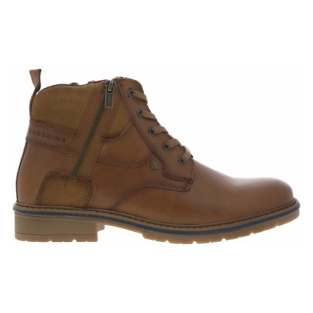 Bottines en cuir camel à talon décroché bas...