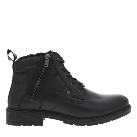 Bottines en cuir noires à talon décroché bas...