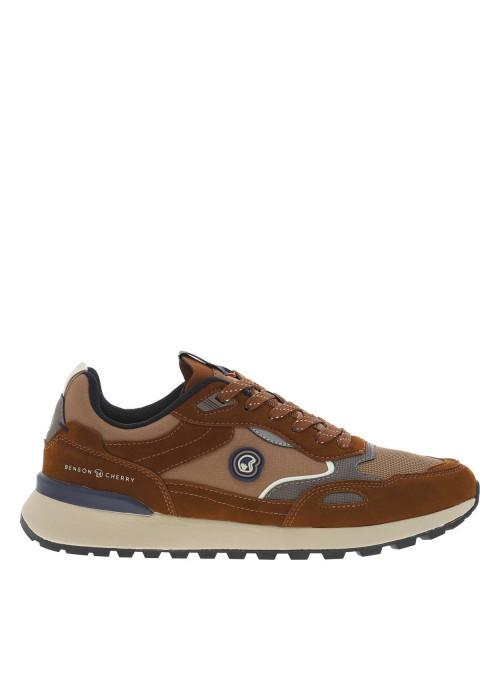 Baskets running cognac pourvues de lacets avec semelle à talon plat