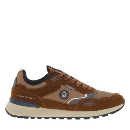 Baskets running cognac pourvues de lacets avec...