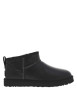 Thumbnail Boots en cuir noires à talon plat avec des surpiqûres noires et blanches