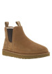 Thumbnail Boots en cuir camel à talon plat pourvues de soufflets élastiqués - Image 3