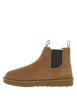 Thumbnail Boots en cuir camel à talon plat pourvues de soufflets élastiqués - Image 2
