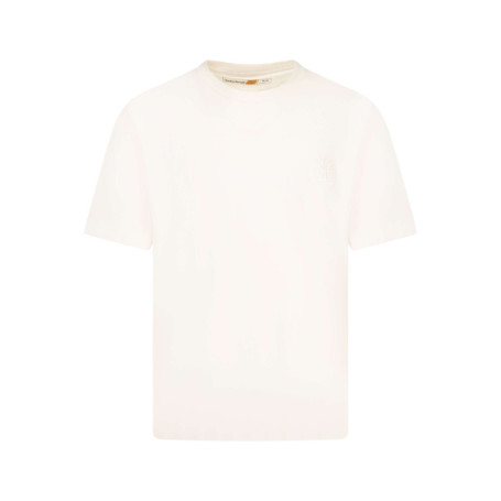 T-shirt en coton écru uni à col rond avec le...