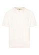 Thumbnail T-shirt en coton écru uni à col rond avec le nom de la marque brodé