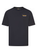 Thumbnail T-shirt en coton noir imprimé à l'avant et au dos avec un col rond