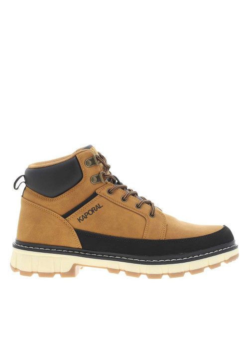 Bottines camel à talon décroché bas à lacets avec des œillets métalliques