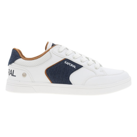 Tennis blanches avec des détails bleus denim à...
