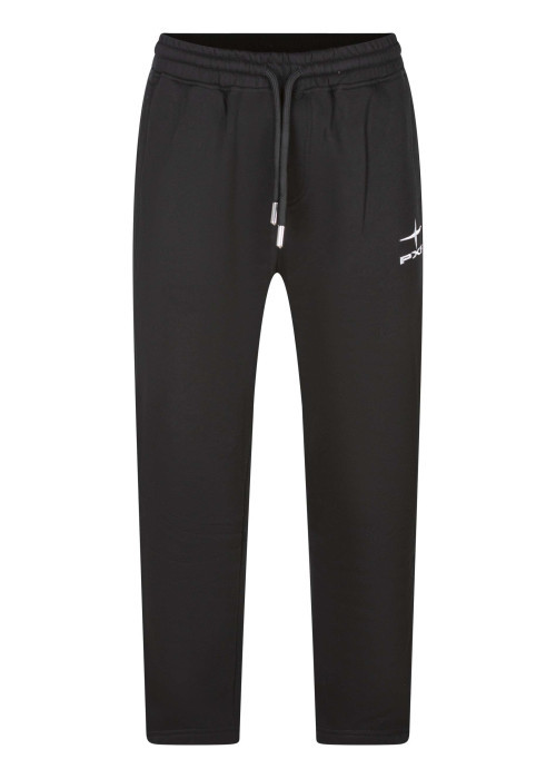 Pantalon jogging noir uni avec une coupe droite et une taille élastiquée