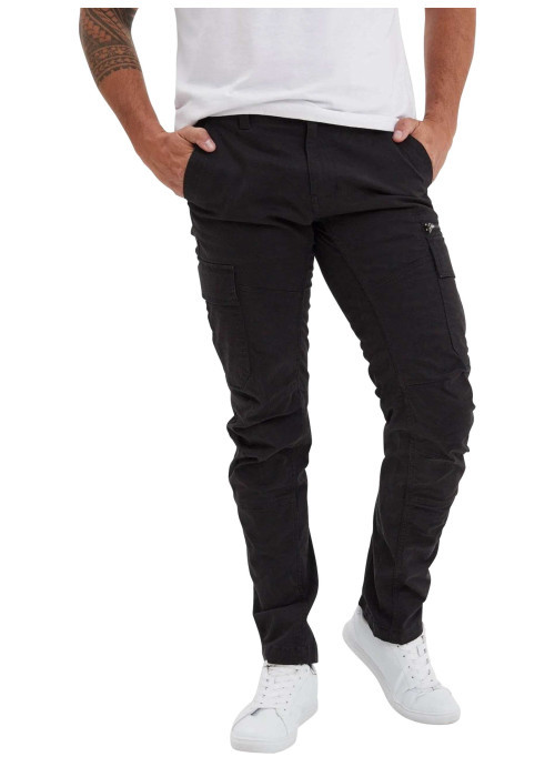 Pantalon Cargo en coton noir uni coupe slim...