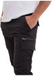 Thumbnail Pantalon Cargo en coton noir uni coupe slim pourvu de multiples poches - Image 2