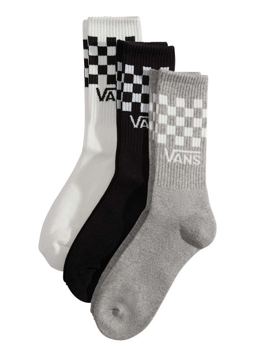 Lot de 3 paires de chaussettes hautes en coton mélangé multicolores à carreaux