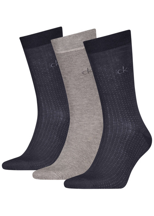 Lot de 3 paires de chaussettes hautes grises et marine en coton mélangé
