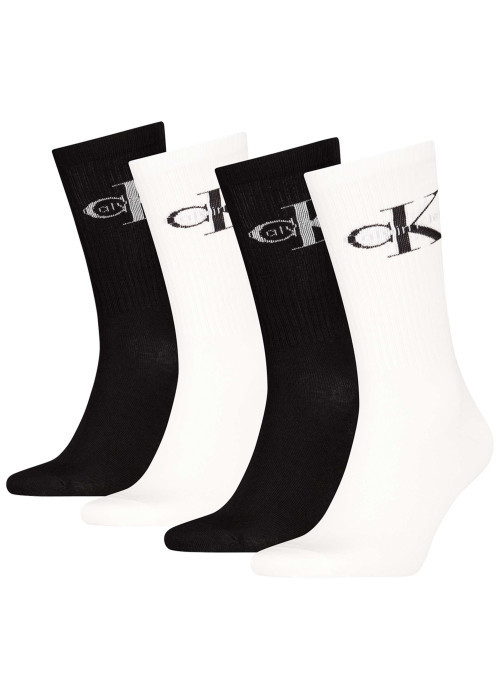 Lot de 4 paires de chaussettes hautes en coton mélangé noires et blanches