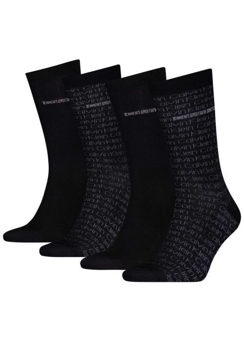 Lot de 4 paires de chaussettes hautes noires imprimées en coton mélangé