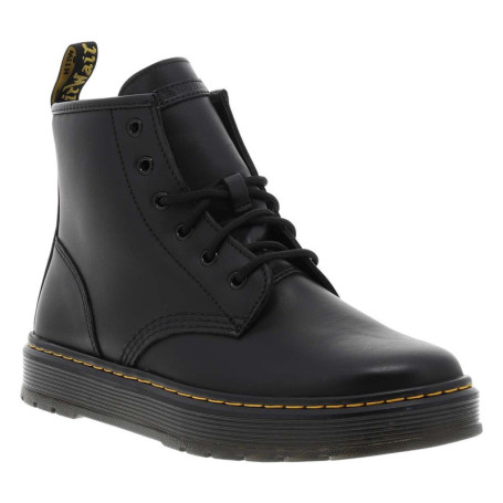 Bottines en cuir noires avec un talon plateau...