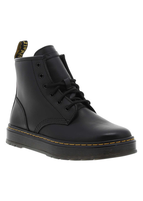 Bottines en cuir noires avec un talon plateau...