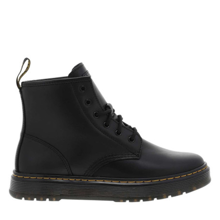 Bottines en cuir noires avec un talon plateau...