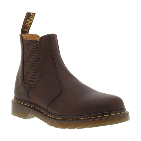 Boots en cuir marron à talon décroché bas avec...