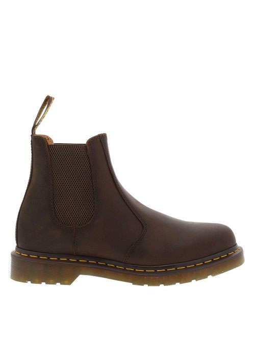 Boots en cuir marron à talon décroché bas avec des soufflets élastiqués