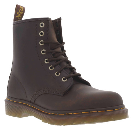 Bottines en cuir marron à talon décroché bas...