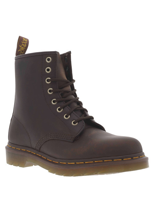 Bottines en cuir marron à talon décroché bas...