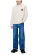 Thumbnail Jean en coton bleu uni coupe regular intermédiaire avec des surpiqûres camel - Image 2