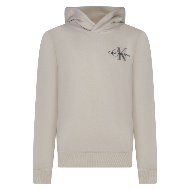 Calvin Klein Jeans - Sweat En Coton Beige Uni Avec Un Col à Capuche Et Imprimé Logo - Beige Calvin Klein Jeans - Sweat En Coton Beige Uni Avec Un Col à Capuche Et Imprimé Logo - Beige