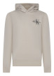 Thumbnail Sweat en coton beige uni avec un col à capuche et imprimé logo