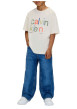 Thumbnail T-shirt en coton écru imprimé à coupe ajustée et un col rond - Image 2