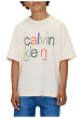 Thumbnail T-shirt en coton écru imprimé à coupe ajustée et un col rond - Image 4