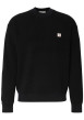 Thumbnail Pull en coton noir uni coupe ajustée col rond en maille gaufrée