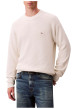 Thumbnail Pull en coton écru à maille effet gaufrée avec un col rond et coupe droite - Image 4
