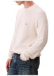 Thumbnail Pull en coton écru à maille effet gaufrée avec un col rond et coupe droite - Image 5