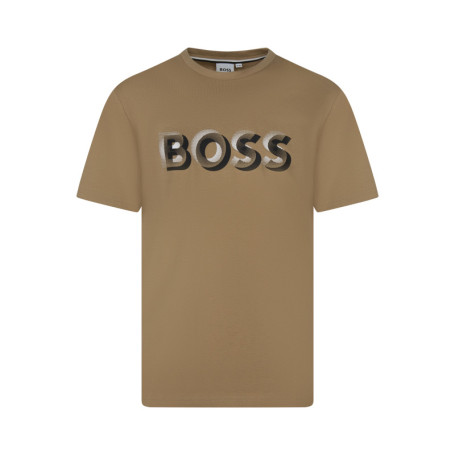 T-shirt en coton camel à imprimé avec une coupe...