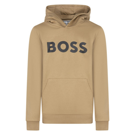 Sweat en coton camel à coupe droite avec un col...