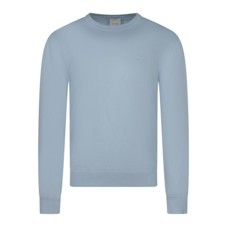 Pull ciel uni en coton avec une coupe droite et...