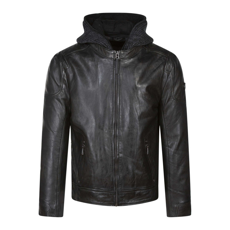 Mauritius - Blouson Anthracite En Cuir De Mouton à Coupe Droite Et Avec Un Col à Capuche - Anthracite Mauritius - Blouson Anthracite En Cuir De Mouton à Coupe Droite Et Avec Un Col à Capuche - Anthracite