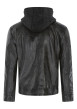 Thumbnail Blouson anthracite en cuir de mouton à coupe droite et avec un col à capuche - Image 2