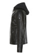 Thumbnail Blouson anthracite en cuir de mouton à coupe droite et avec un col à capuche - Image 3