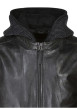 Thumbnail Blouson anthracite en cuir de mouton à coupe droite et avec un col à capuche - Image 4