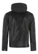 Thumbnail Blouson noir en cuir de mouton avec une coupe droite et un col à capuche - Image 2