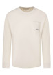 Thumbnail T-shirt écru uni en coton avec une coupe droite et un col rond - Image 3