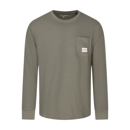 T-shirt kaki uni en coton avec une coupe droite...