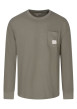 Thumbnail T-shirt kaki uni en coton avec une coupe droite et un col rond