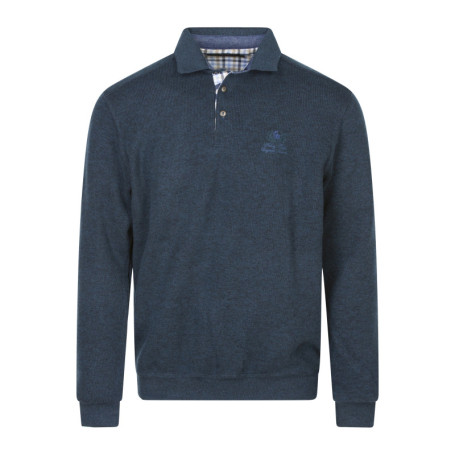 Sweat marine moucheté avec un col polo et des...