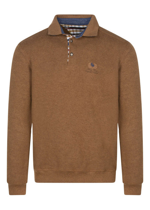 Polo rouille uni avec une coupe droite et un col à rabats avec boutons